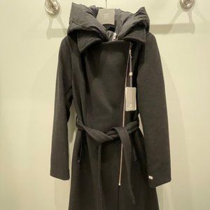 Soia & Kyo Perle Mixed Media Wool Coat w hood Size XS